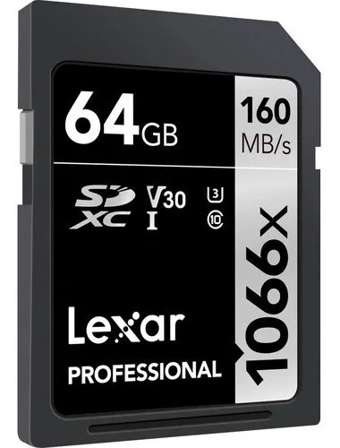 Lexar Memory Card 64GB 4K V30 160mbs Professional