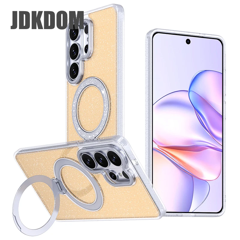 

JDKDOM 360° Rotating Bracket Glitter Phone Case For Samsung S26 S25 S24 Ultra Plus S25 S24 FE Shockproof Magnetic Cover
