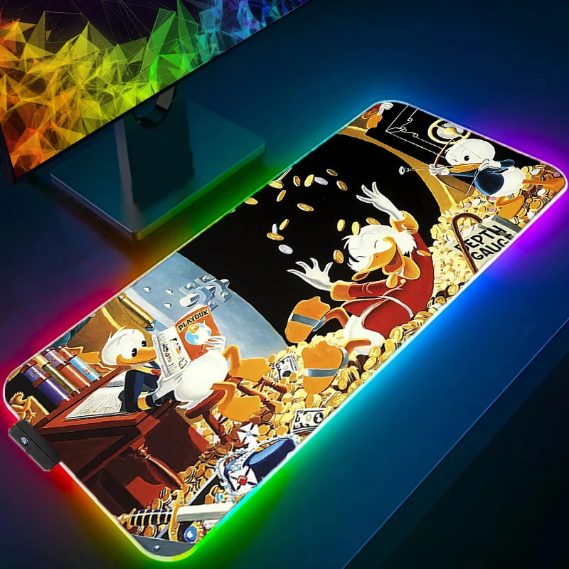 

RGB LED Mouse Pad Laptop Mickey and Minnie Non-slip Esports Office Laptop Desk Mat Game Player Mousepad Mini PC Keyboard Pad