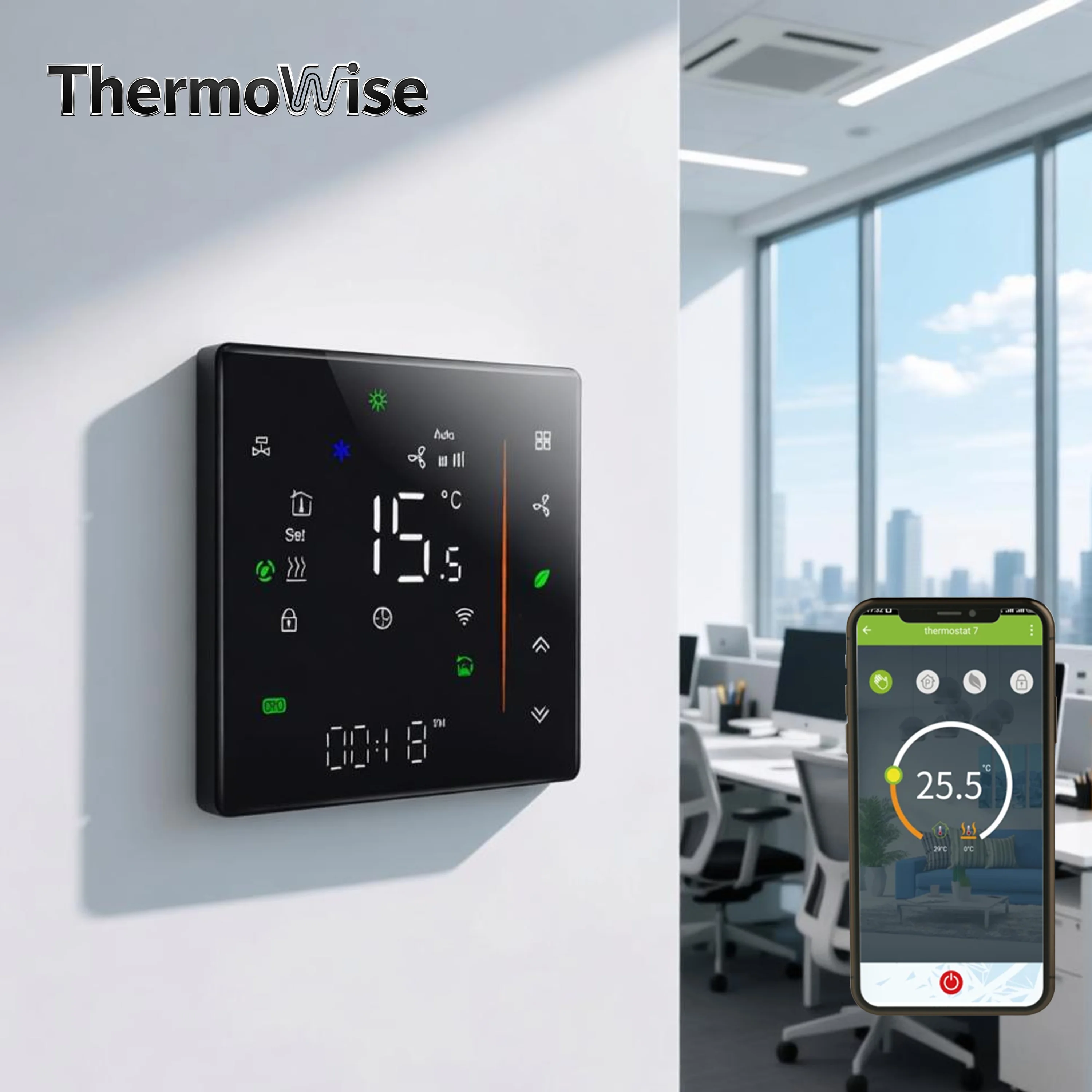 EC AC Fan Coil Unit Thermostat for Cooling Heating 4P Valve 24V 220V Room Air Temperature Regulation By WIFI/RS485 Modbus
