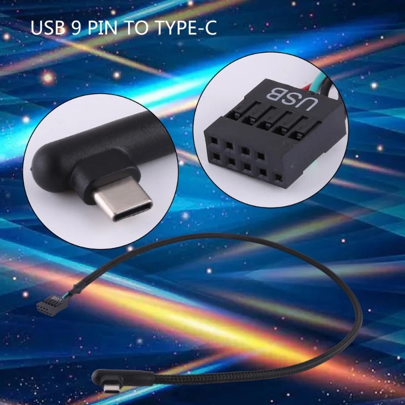 USB 9Pin to Type C Converter Adapter Data Cable Anti Improved Integrity 60CM Mesh Line