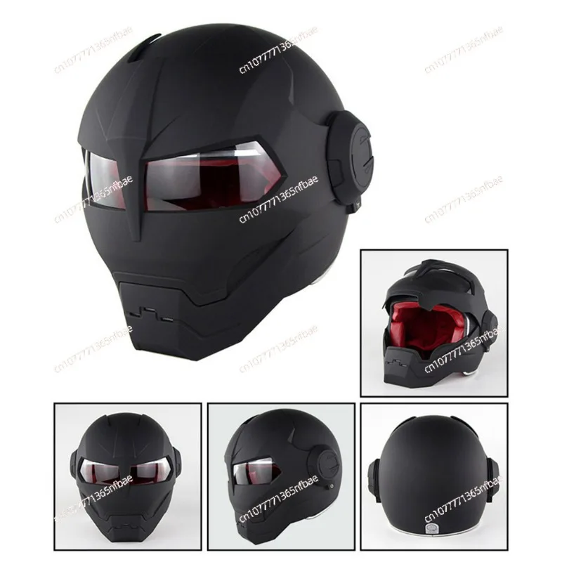 Motorcycle Helmet Personality Cool Iron Man Full Helmet, Retro  Transformers Face Helmet