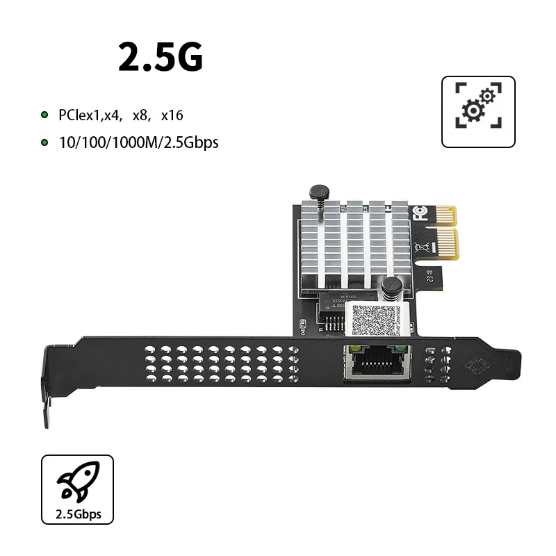 Adaptador Ethernet Rj45, rtl8125, 2.5g, pcie, gb, rtl8125, porta única, para servidor, ikuai, conversor openwrt