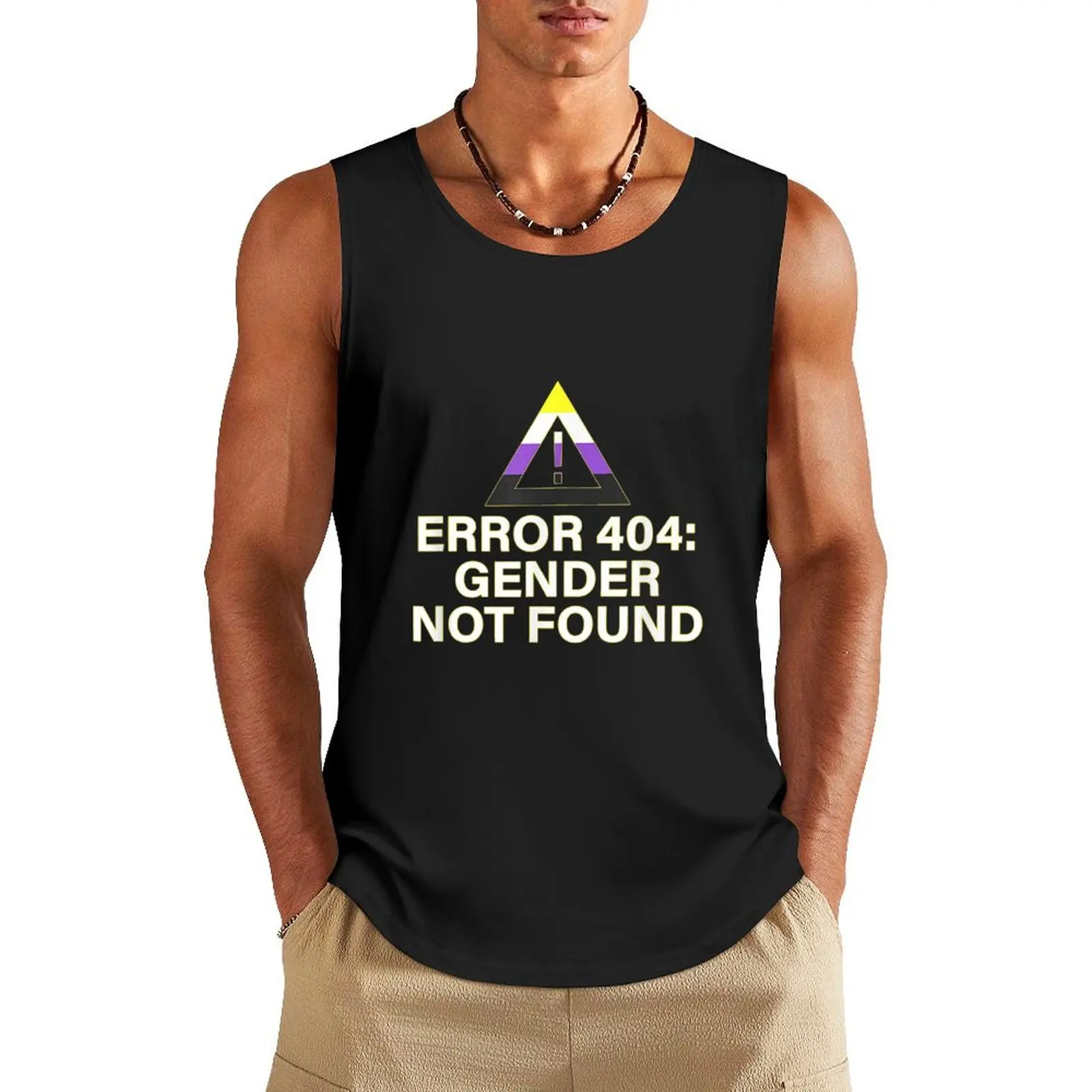

Error 404 Gender Not Found Agender Non Binary Pride Tank Top t-shirt gym man male top gym clothing men