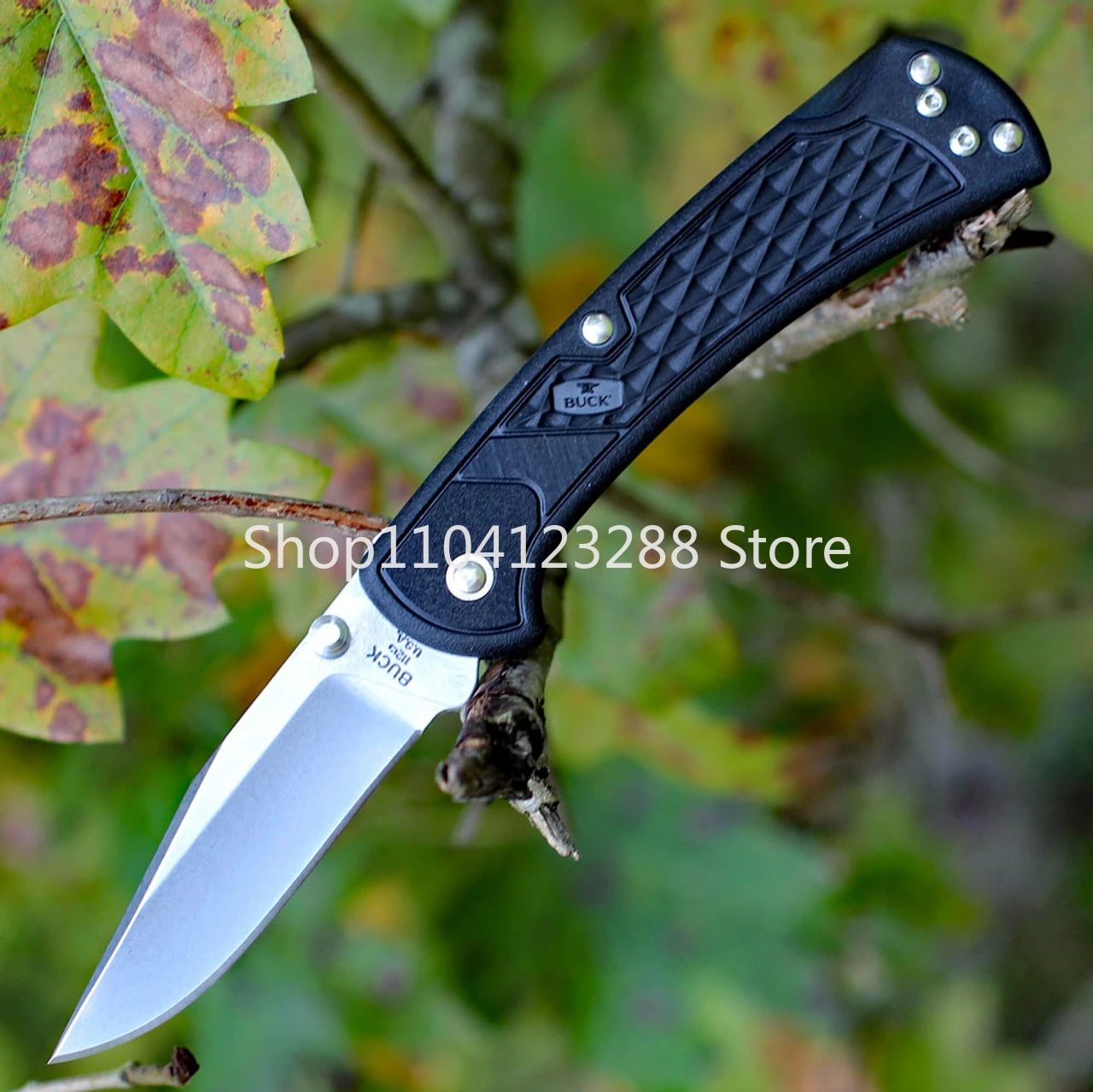 Tactical Classical BK 110 Slim Select Folding Hunter Pocket Knife 440C Plain Blade Nylon Fiber Handle EDC Camping Outdoor Tool