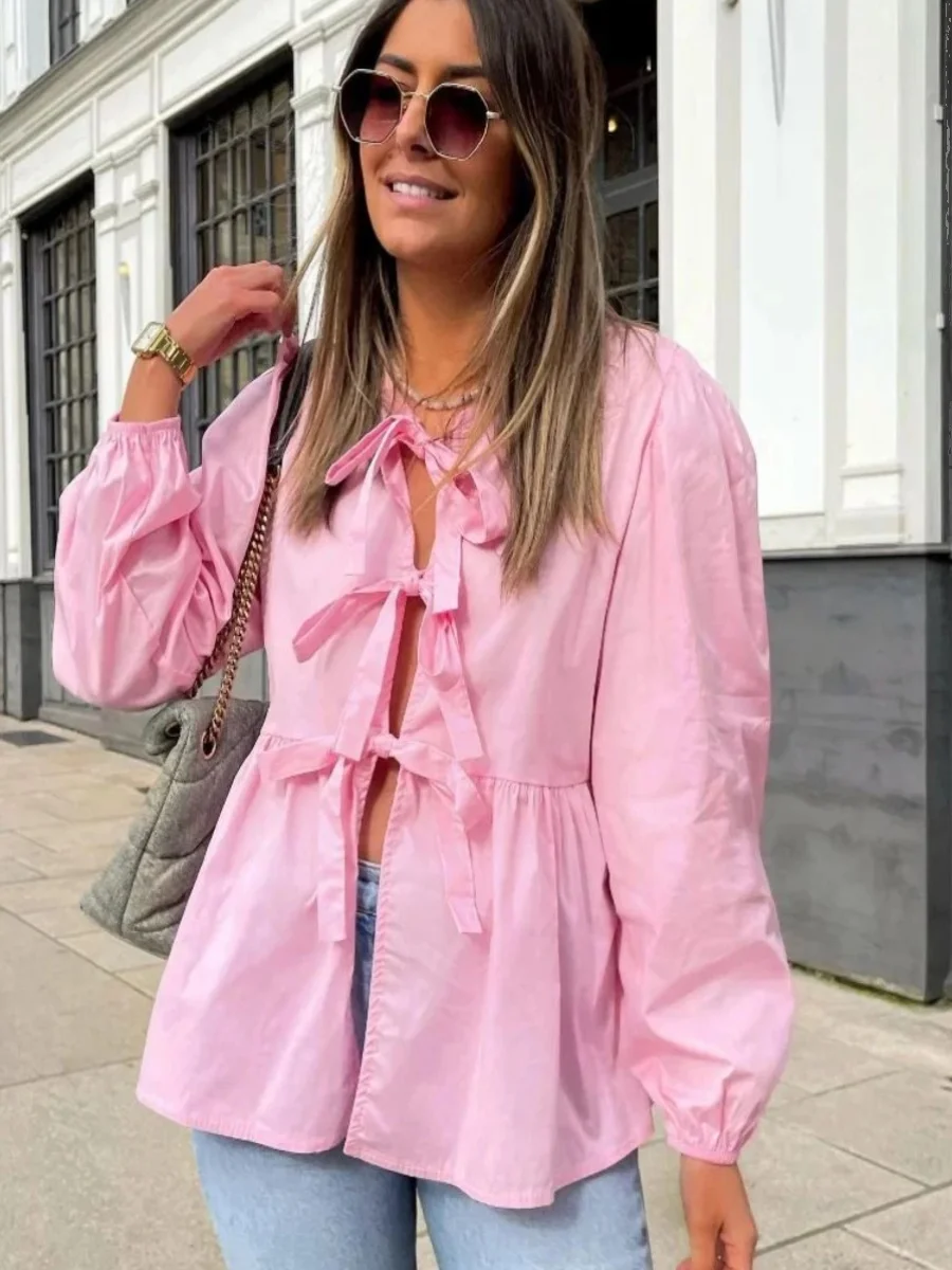 

Women's Casual Striped irt Loose Fit Long Sve Tie-Dye Ladies Faion Spring Autumn Polyester Material No Ironing Needed