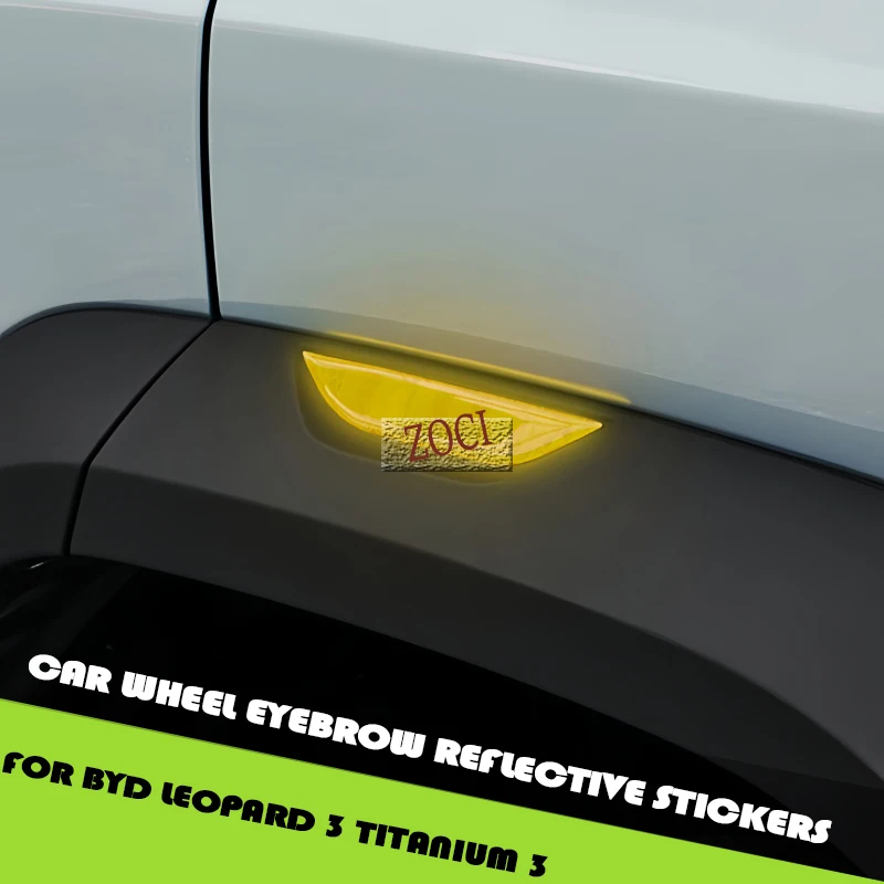 Fit for BYD Leopard 3 Titanium 3 Modified Auto Wheel Eyebrow Luminous Warning Upgrade Parts Car Wheel Eyebrow Reflective Sticker