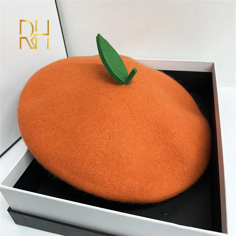 Handmade Spring Summer Autumn Ladies Fresh Sweet Breathable Beret Cap Fruit Green Leaf Creative Gift Women Hats