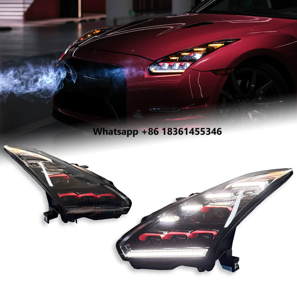 For  Skyline GT-R 07-23 modified lens Front lamp DRL Dynamic Turn Signal LED headlight assembly