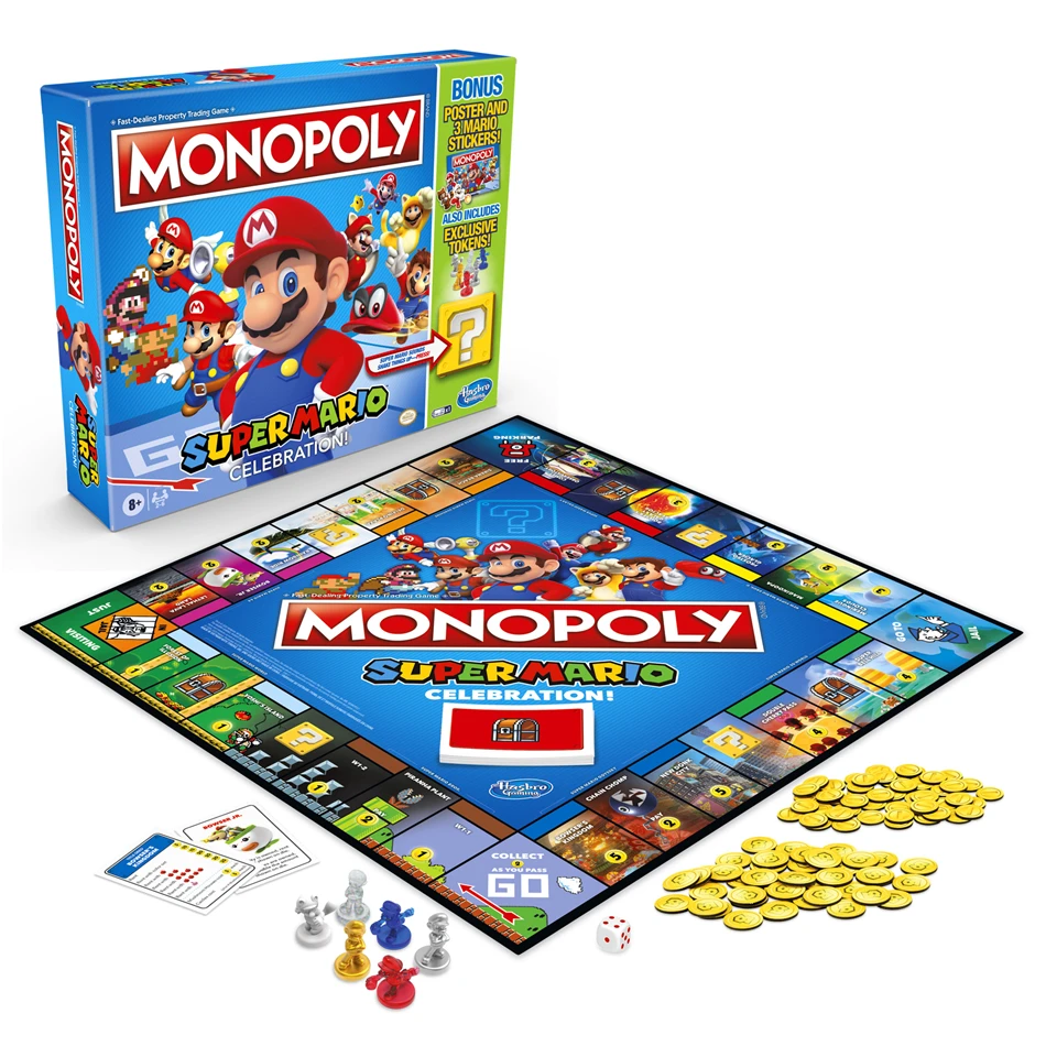 Hasbro Super Mario Monopoly Toy English Board Game Card Game Family Gathering Puzzle Game Exquisite Boxed Gift Kid\'s Adult Toys