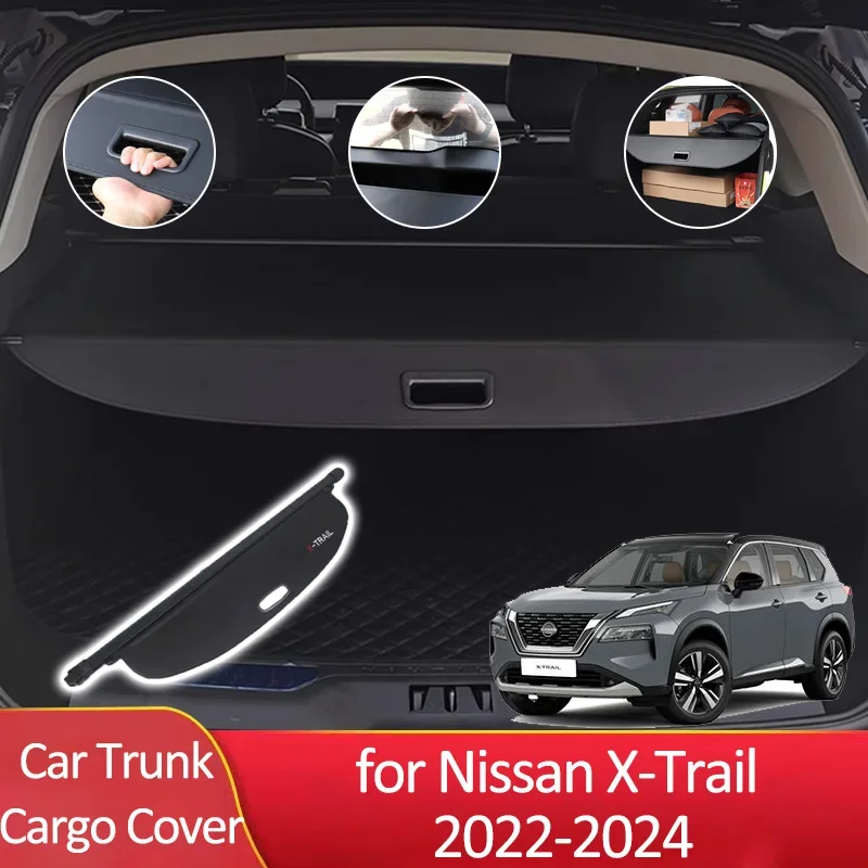 

For Nissan X-Trail X Trail XTrail Rogue T33 2022 2023 2024 Car Trunk Cargo Cover Retractable Anti-peep Security Waterproof Tray