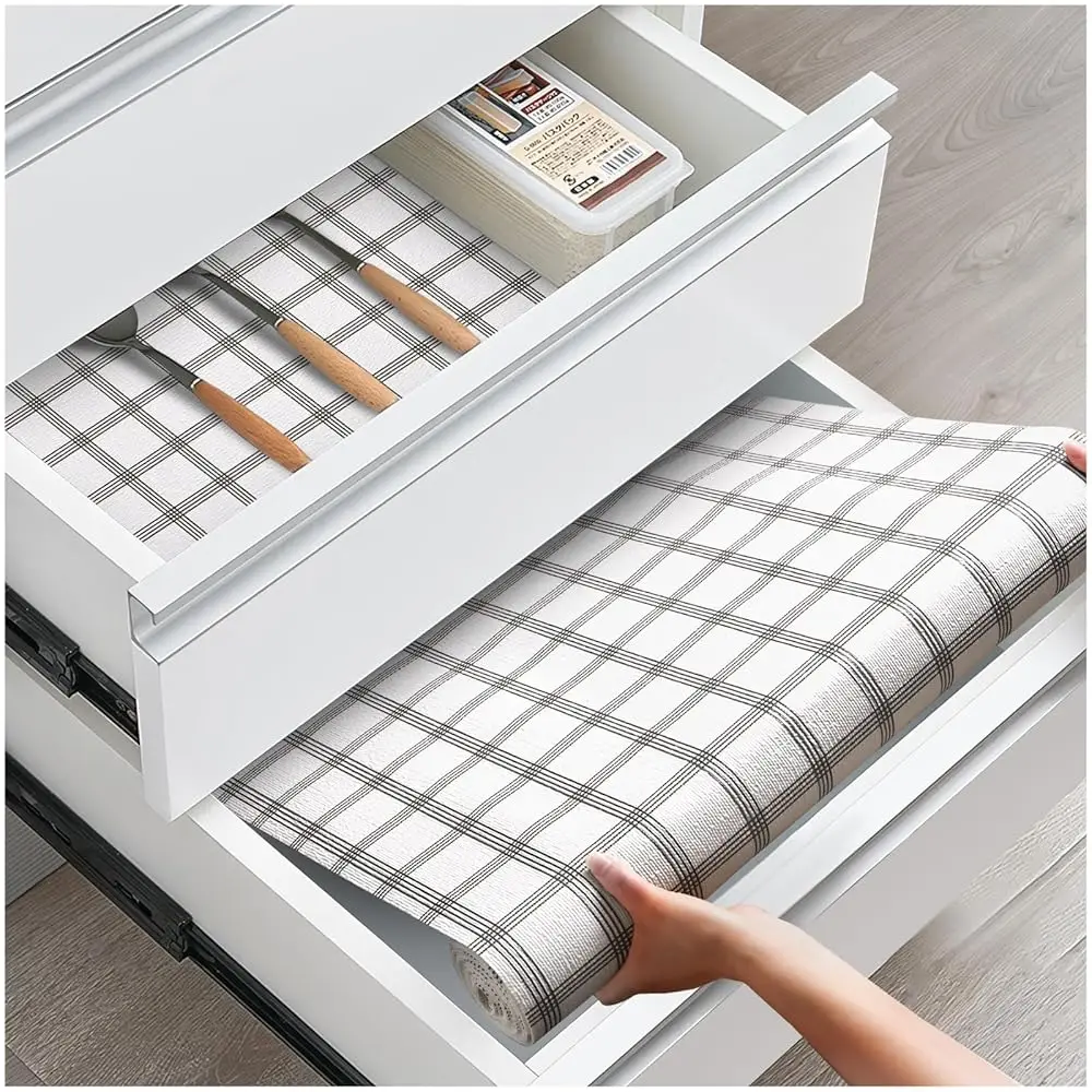 

Drawer And Shelf Liner, Non-Slip Kitchen Cabinet Liners Non-Adhesive Thi Strong G Waterproof Washable Mats Protect Dresser
