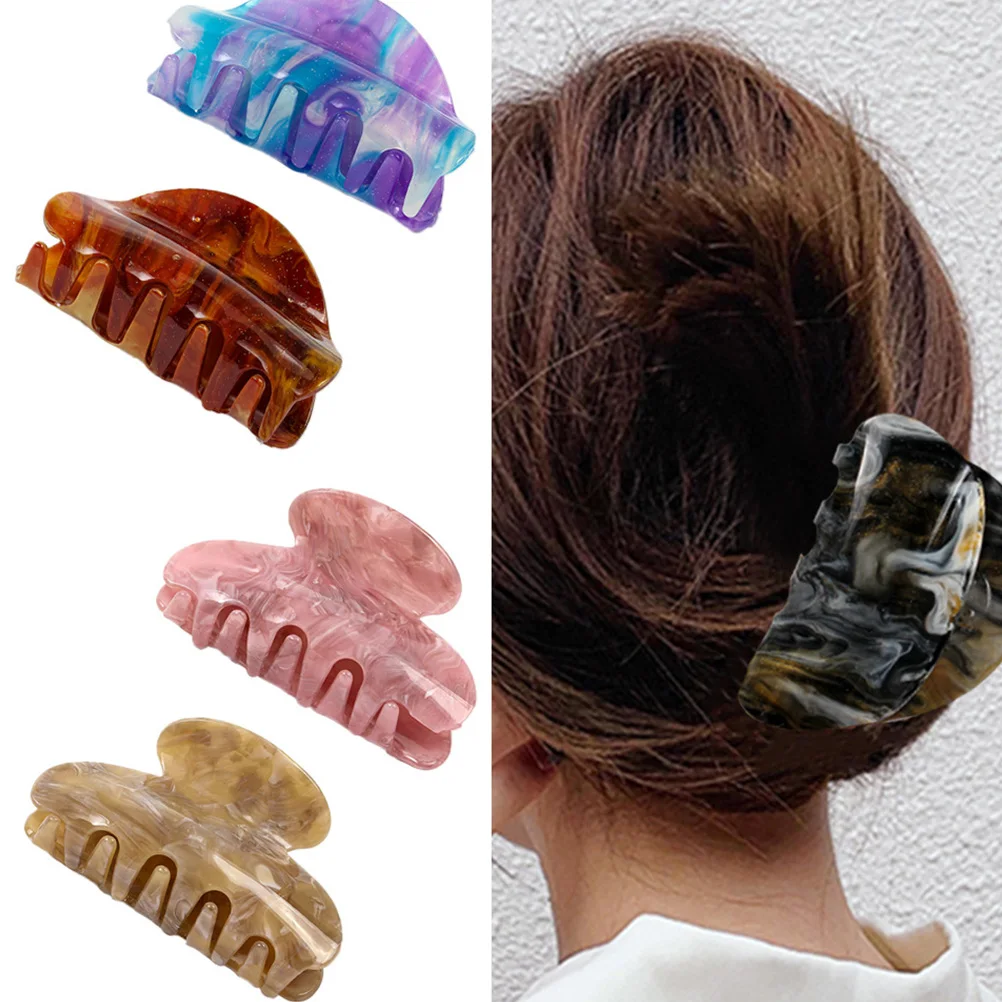 

6pcs Acrylic Claw Clips Fashionable Women Hair Accessories Creative Hairpin Durable Material Thick Thin Curly Straight Hair