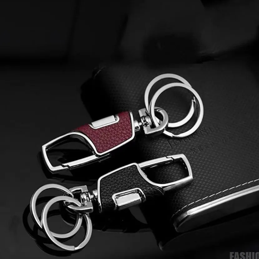 سلسلة مفاتيح معدنية بحلقة مزدوجة، بسيطة وأنيقة. نسيج سميك ومهثل، مضاد للضياع ومحمول، يظهر طعم الرجال. #6