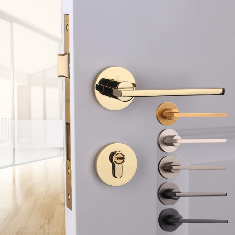 

Elegant Luxury European Mute Mortise Door Lock Set Interior Living Room Bedroom Bathroom Silent Split Door Lock with Key/No Key