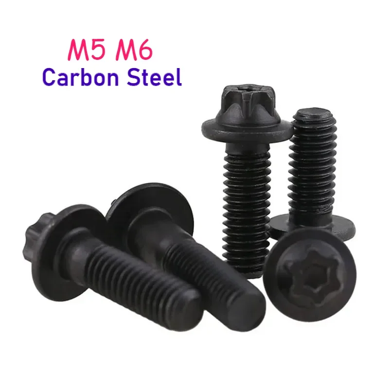 

M5 M6 Black Grade 12.9 Carbon Steel Hexagon External Torx Head Flange Torx-Head Bolt Profile Plum Outer Hexagon Screws