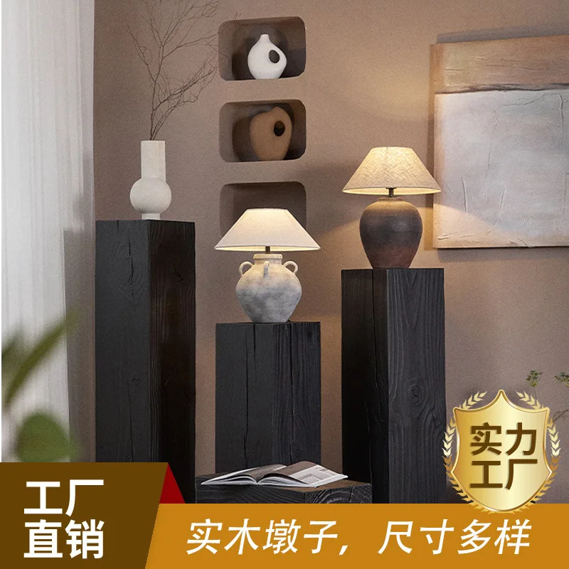

Wooden pier ornament base side few B & B living room charcoal stool column display stand