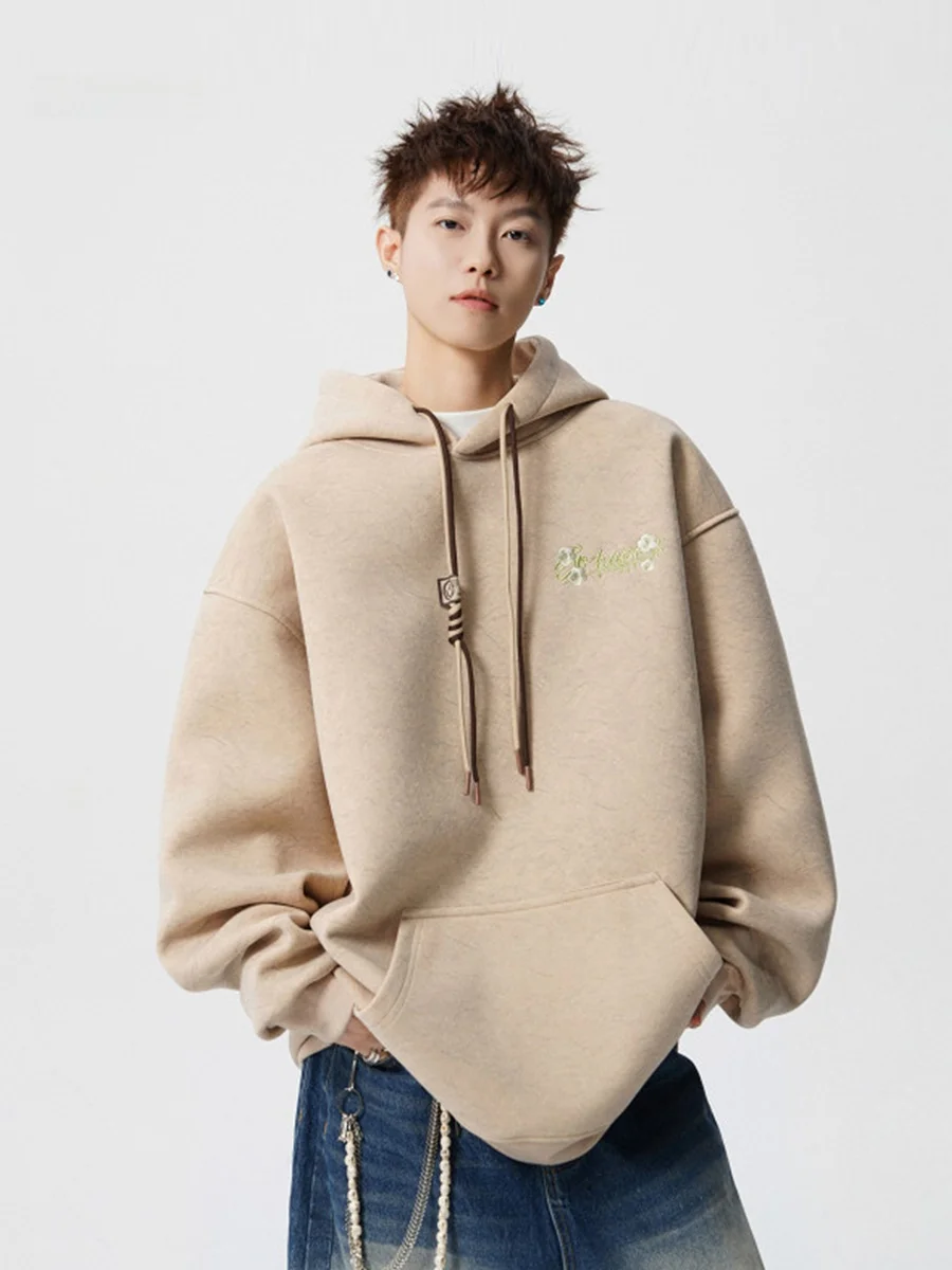 

Американская утепленная толстовка с вышивкой для мужчин, осенне-зимняя повседневная куртка с капюшоном для подростков и молодежи