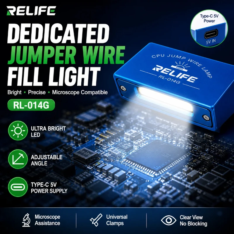 RELIFE RL-014G CPU Jumper Wire Fill Light Microscope Assisted Light Universal Clamp 5V for Phone Motherboard Repair Soldering