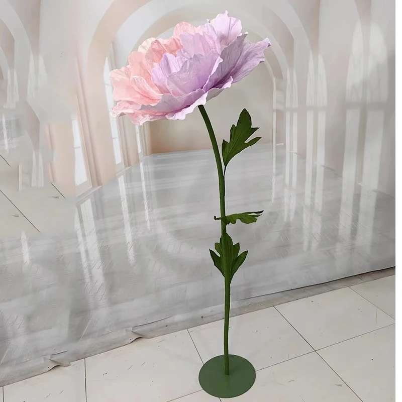 Giant Paper Flower Peony Head Artificial Wedding Decor Road Leads Floral Festive Event Party Backdrop Decor Stage Window Layout