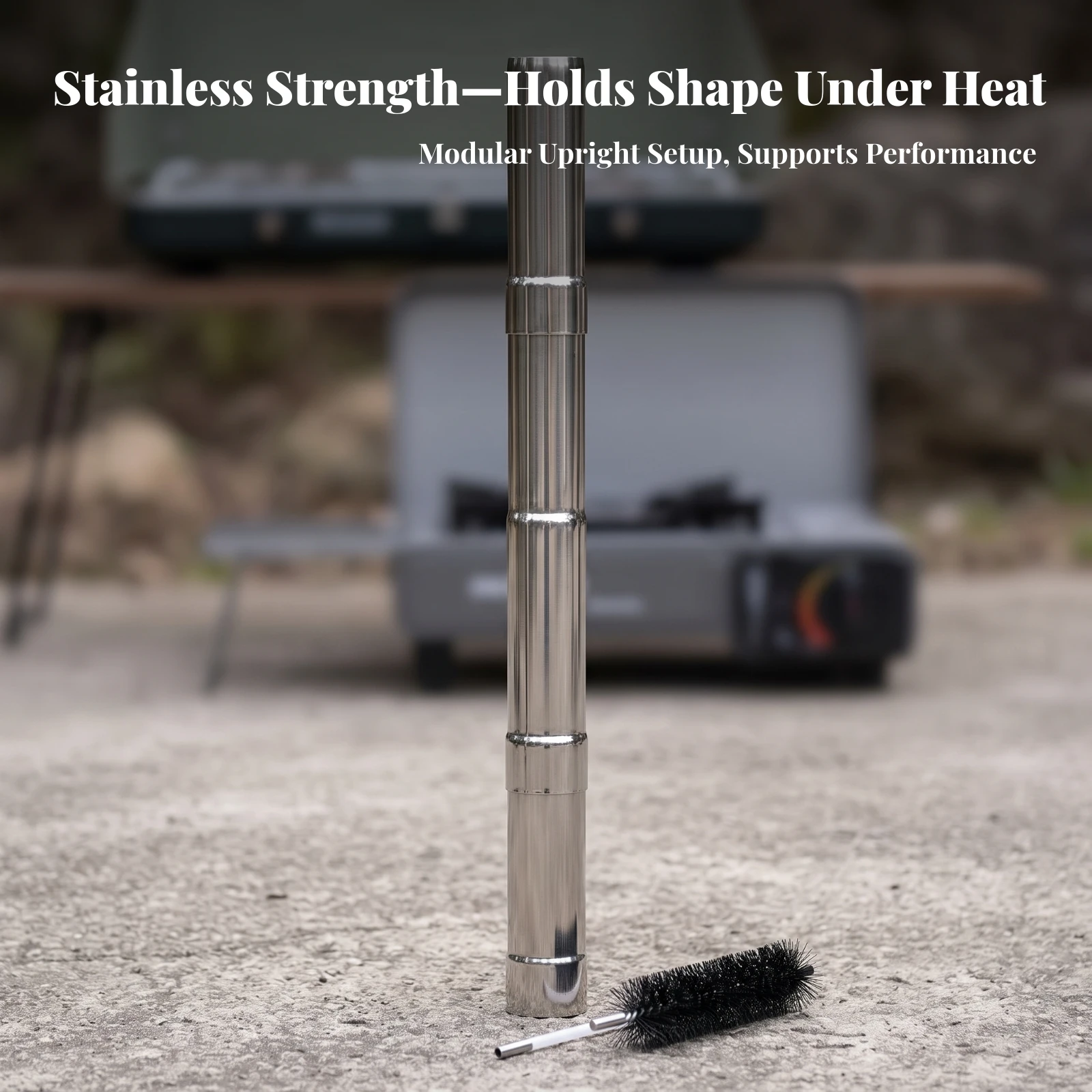 Chimney Pipe with Cleaning Brush Polished Stainless Steel Chimney Pipe Corrosion Resistant Easy to Use for Campers, Camping