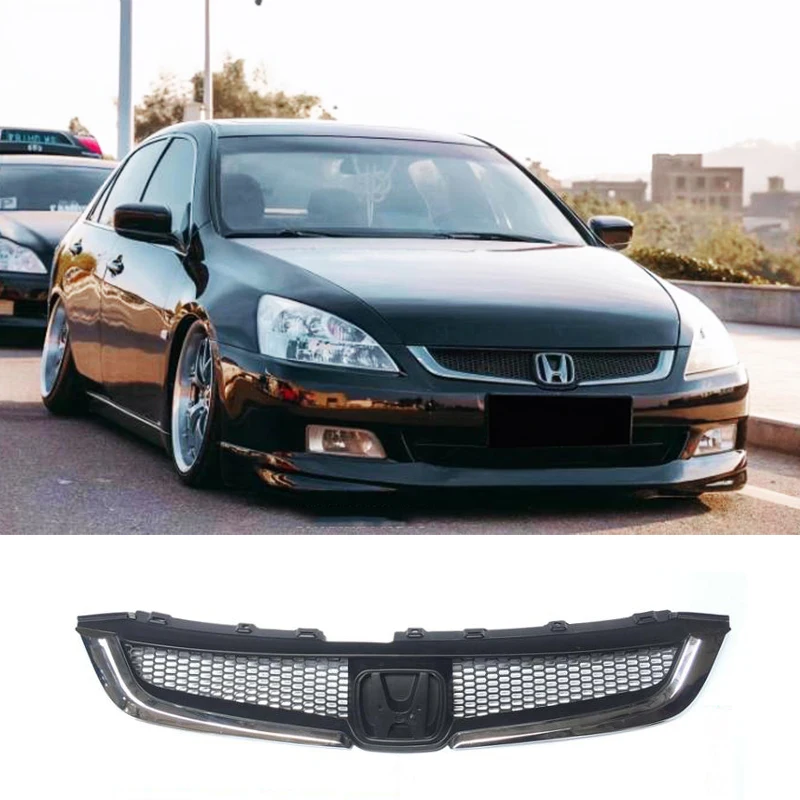 Racing Grills For Honda Accord Grille Body Modeling High Quality Black ABS Plastic Car Bumper Modificatio Accessories 2003-2007