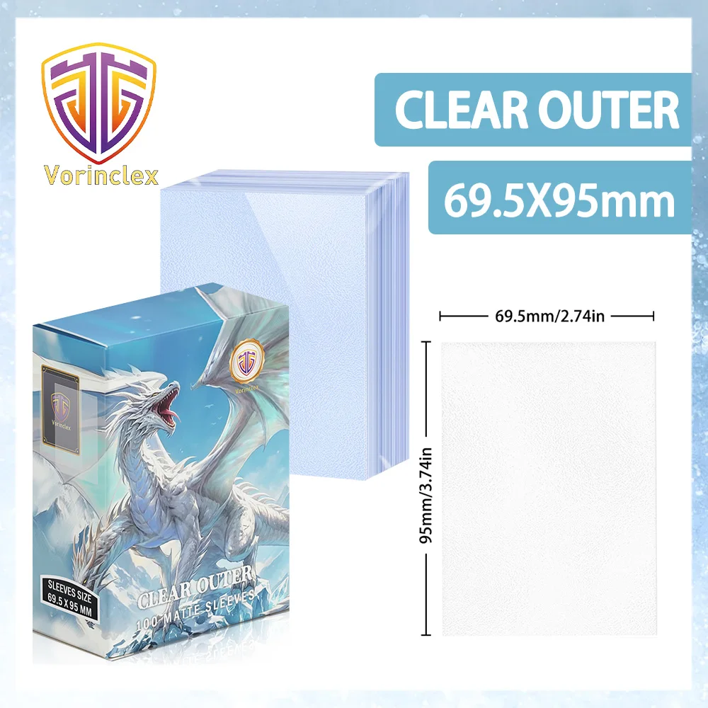 Vorinclex 100ct Clear Outer Card Sleeves Matte Transparent TCG Standard Size 69.5x95mm Trading Card Protector for MTG PTCG Cards