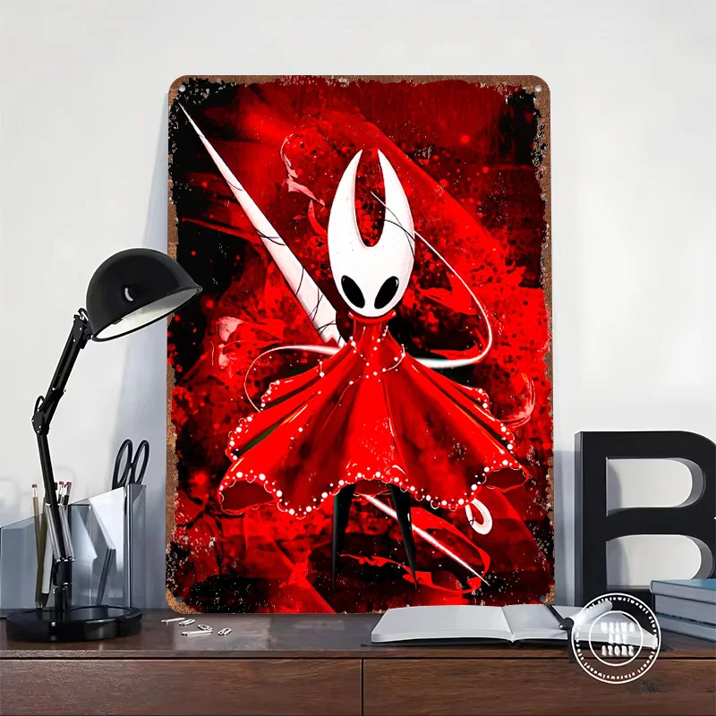 Hornet From Hollow Knight in Red Printed Poster Customized Wall Art Retro Vintage Metal Tin Signs for Custom Plate Wand Deko