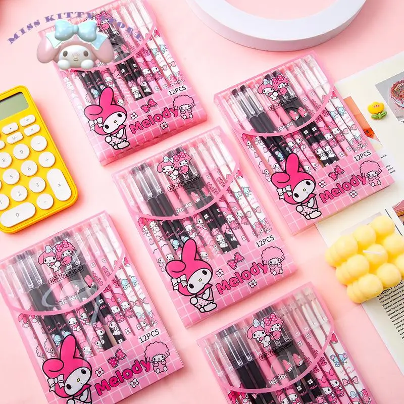 

Sanrio Mymelody Cartoon Cute Straight Bar Erasable Black Neutral Pen Stationery Blue Signature Pen for Pupils Replacement Core