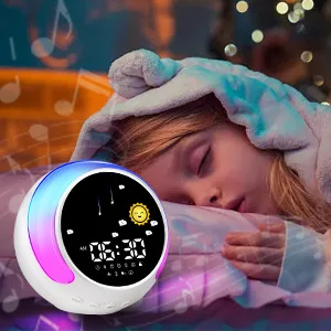 Children\'s Alarm Clock Bluetooth Speaker Touch Night Light RGB with White Noise Wake-up Light DIY Alarm Clock Ringtone