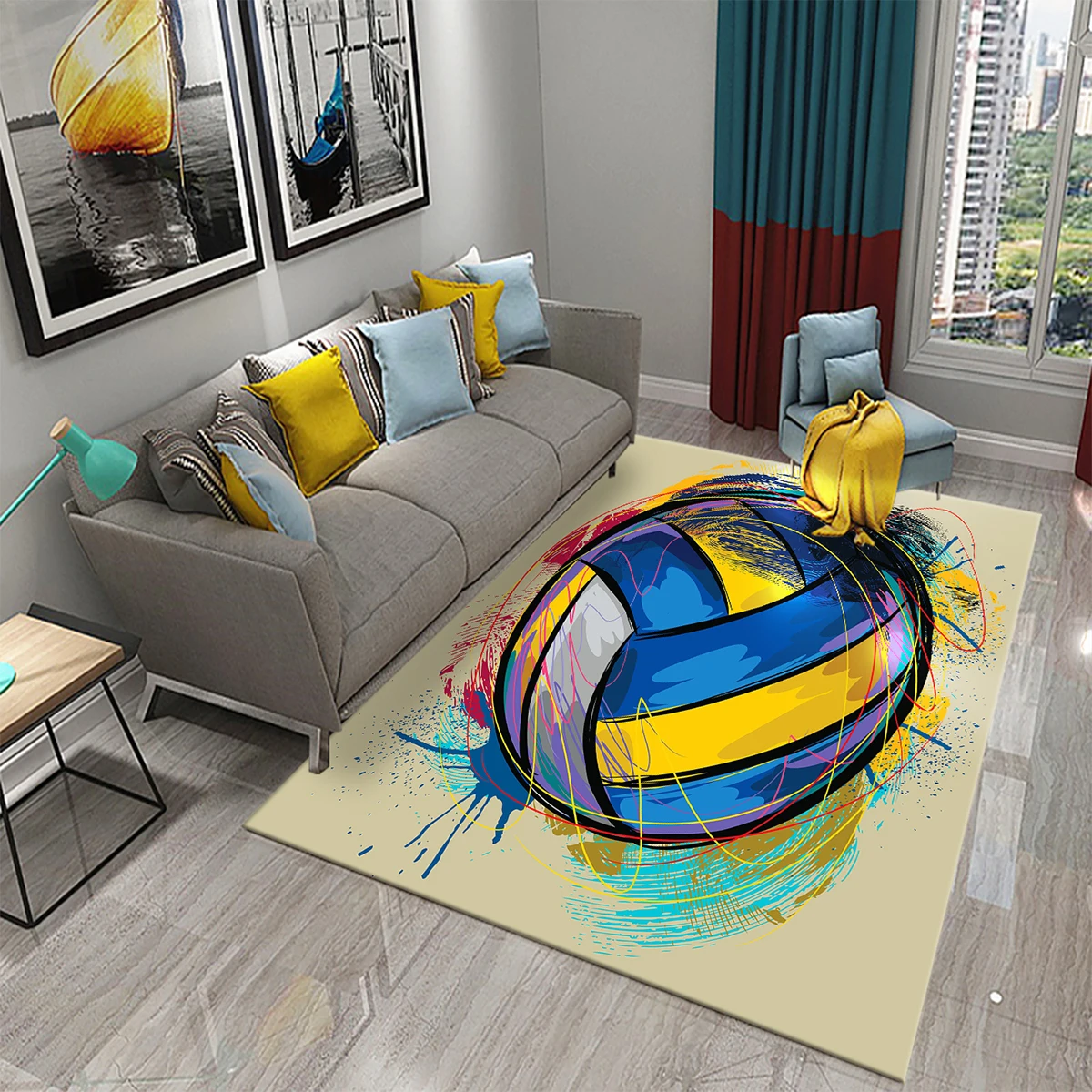 Tapis à motif de volley-ball 3D pour salon, chambre à coucher, cuisine, porte d'entrée, grand tapis anti-ald, décoration d'intérieur, mode