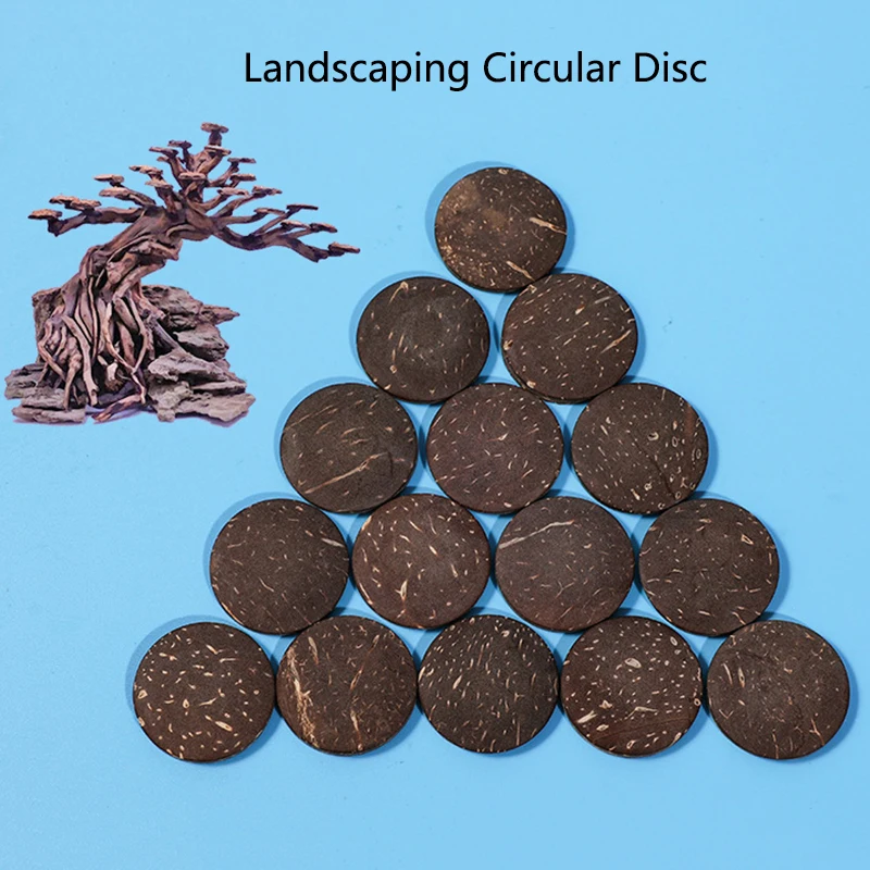 10Pcs Natural Coconut Shell Wood Aquarium Decoration Circular Slice Artwork Decor Landscaping Fish Tank Ornament Background