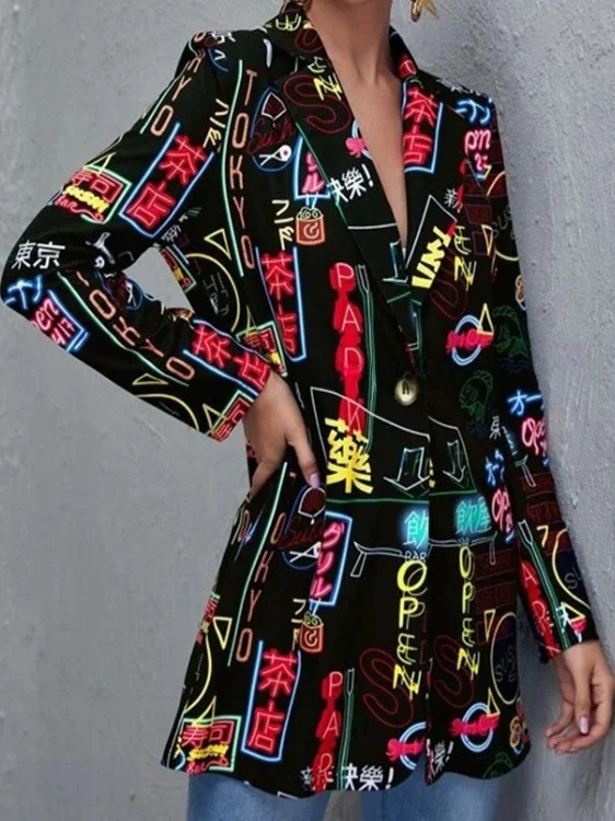 

Women's Long Sve Turn-down Collar Suit Jaet Casual Sle Ladies' Faionable Outerwear Comfortable Fabric Chinese Manufa...