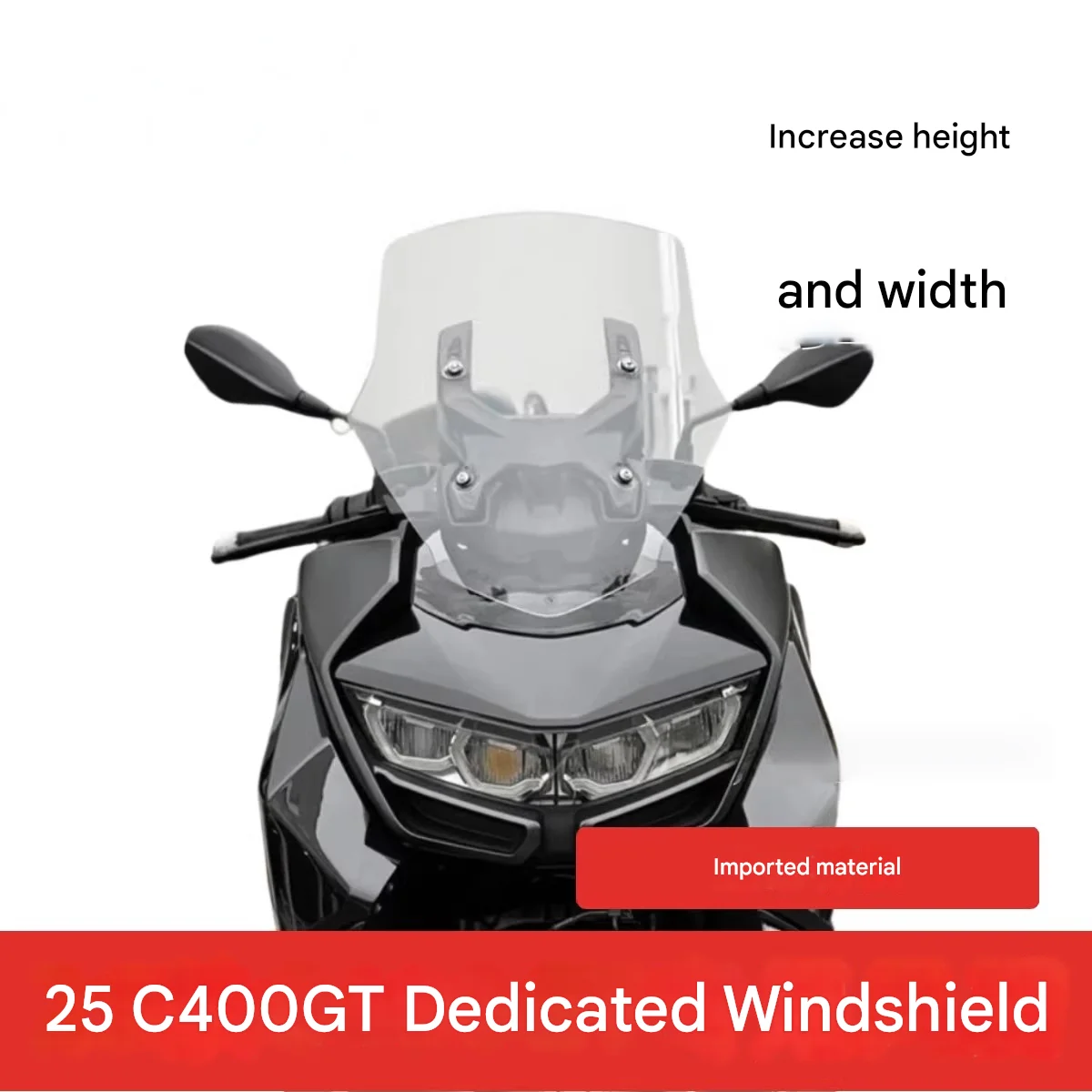FOR C400GT 2025 Modified Heightened Windshield Original-Vehicle Molded for Precise Fit Helmet Turbulence Diverting Reduced Wind