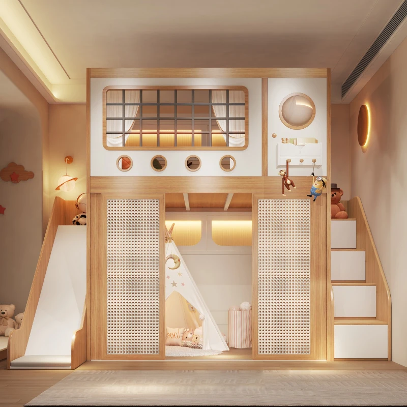 سرير أطفال مع قسم سرير بطابقين