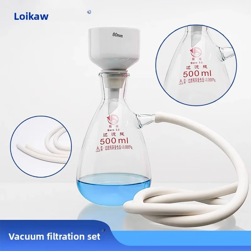 Filter Flask Set 1000ml 2500ml 5000ml with Ceramic Buchner Funnel Lab Solvent Filter