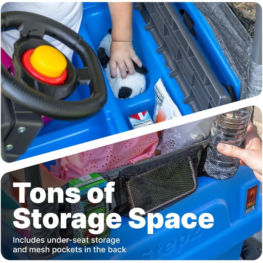 並列式プッシュアラウンドSUV 2人乗りプッシュカー、シートベルト、デュアルステアリングホイール、ホーン、調節可能なキャノピー付き、対象年齢18ヶ月