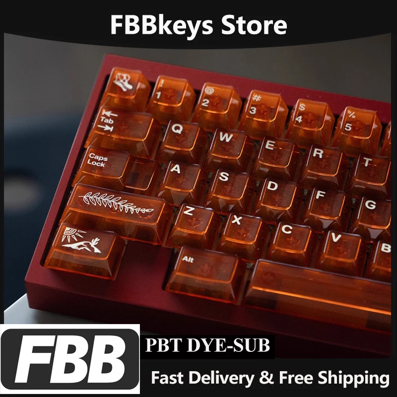 

FBB Keycaps PBT Mechanical Keyboard MX Switches Keycap DIY Creative Gift Dinosaur Fossil Amber For Gaming Laptop 1.7mm Thickness