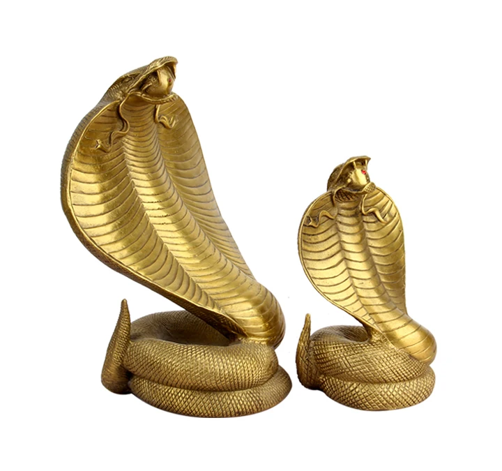 

TOP COOL ART # Home office efficacious fortune Mascot Money Drawing FENG SHUI Cobra elapoid copper golden art statue