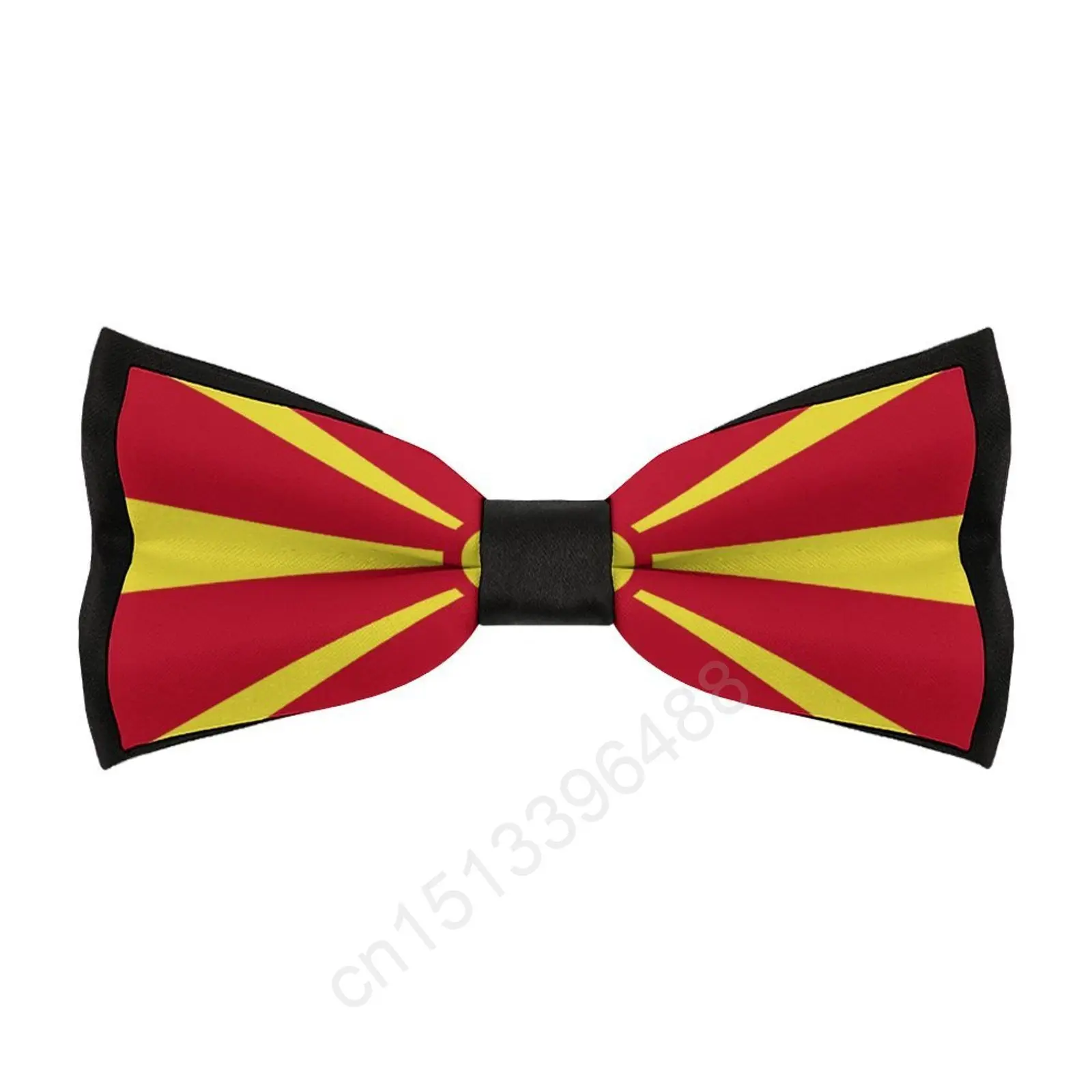 New Polyester North Macedonia Flag Bowtie for Men Fashion Casual Men's Bow Ties Cravat Neckwear For Wedding Party Suits Tie