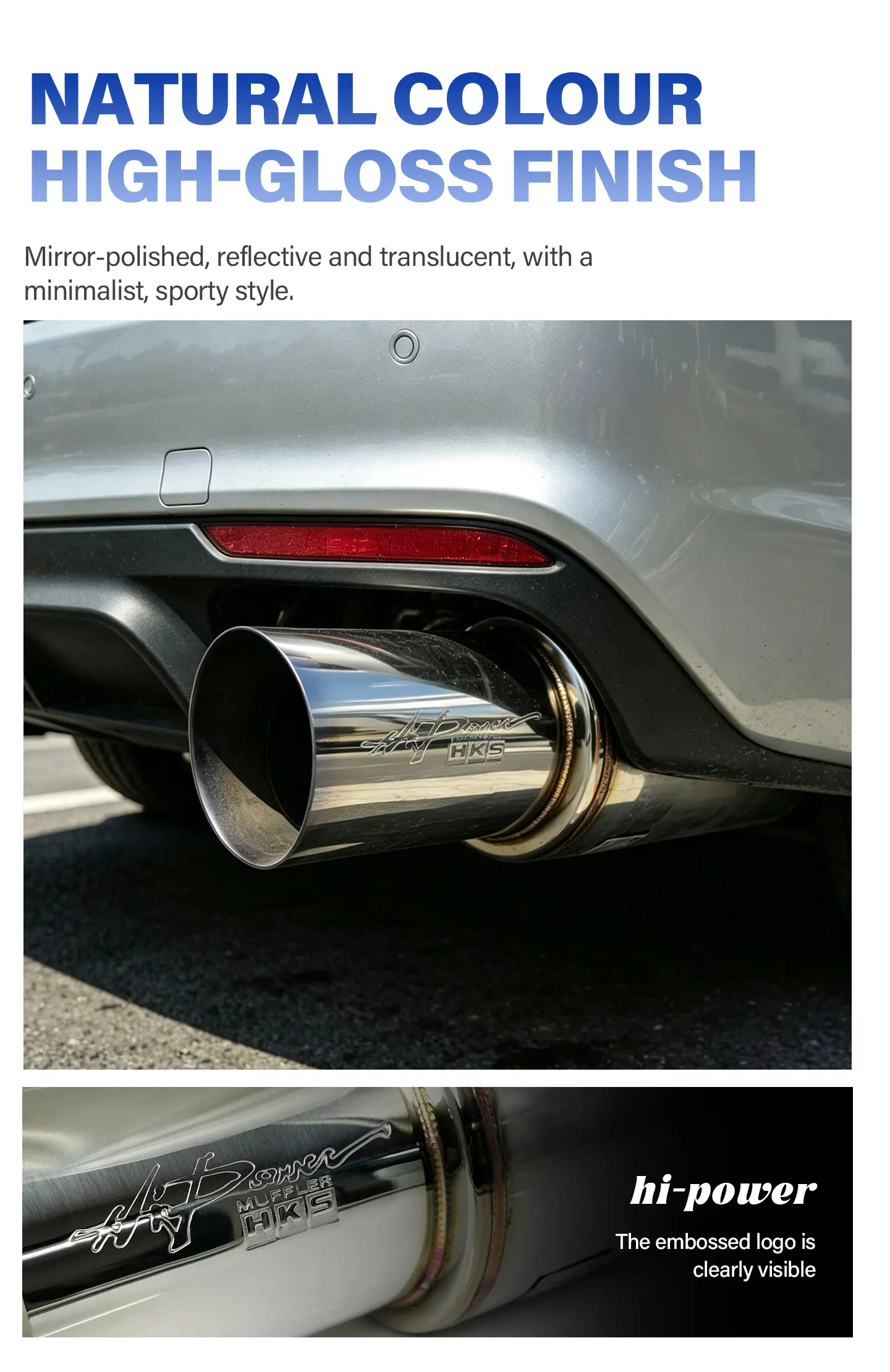HKS 89mm-Style Heck-Auspufftopf, JDM Abgewinkelter Direktfluss-Stil, Japanische Rennwagen-Modifikation, Sportlicher Auspuffklang – Detail 6