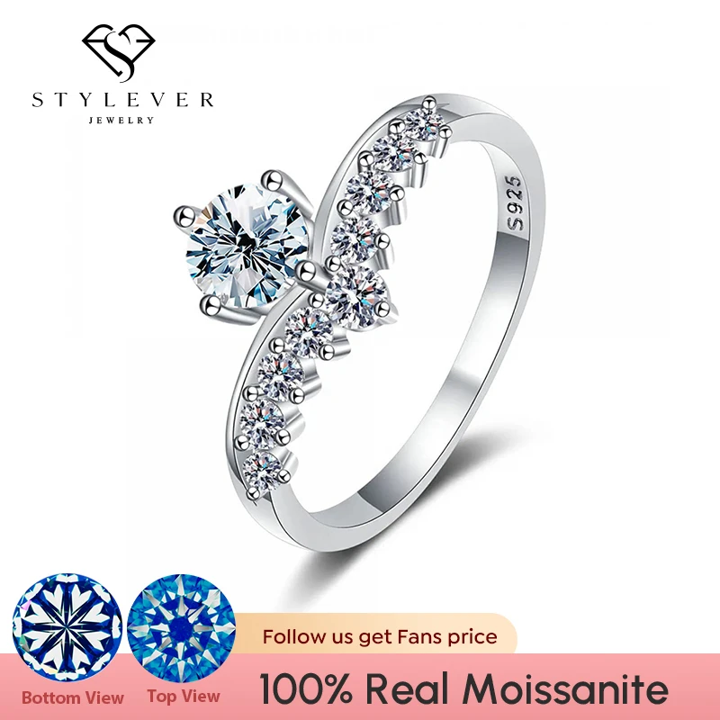 

Stylever Luxury Gemstone Princess Crown Rings for Women Moissanite Solitaire Ring Wedding Diamond 925 Sterling Silver Jewelry