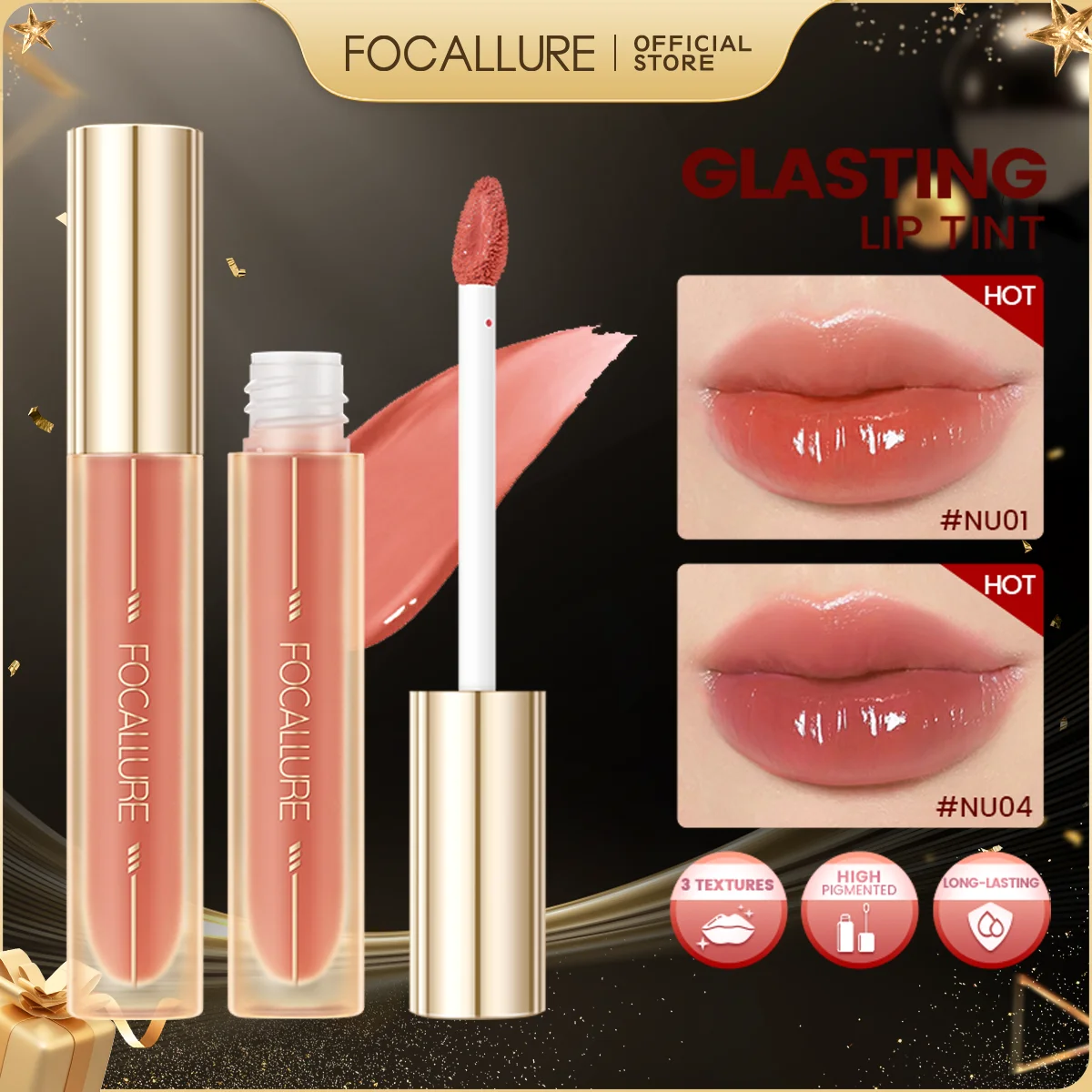 FOCALLURE brillant jute rosé brillant à lèvres hydratant longue durée liquide rouge à lèvres dodu nacré teinte pour les lèvres maquillage cosmétiques