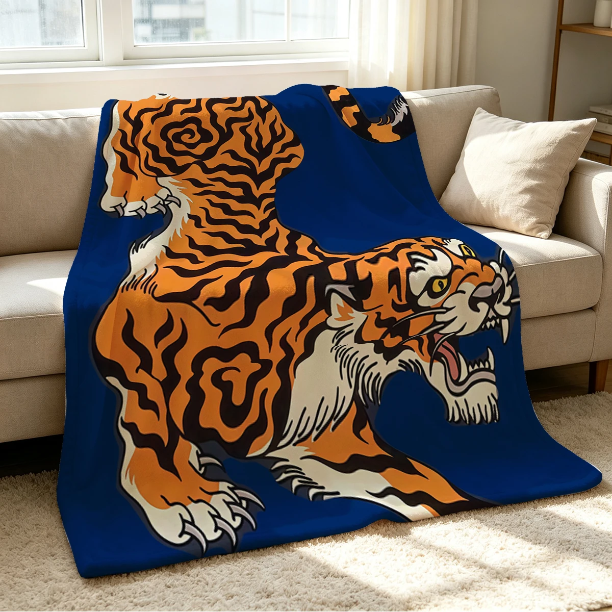 Fierce Tiger Blanket Soft Cozy Throw for Sofa Bed Festive Holiday Decor Gift for Kids and Adults,Lightweight and Warm