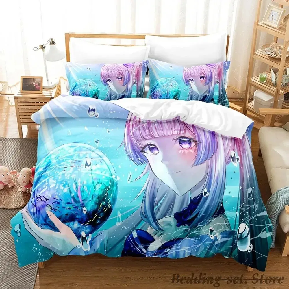 2023 Genshin Impact Sangonomiya Kokomi Bedding Set Cartoon Anime three-piece set Adult Kid Bedroom Duvetcover Sets Kawaii Girls