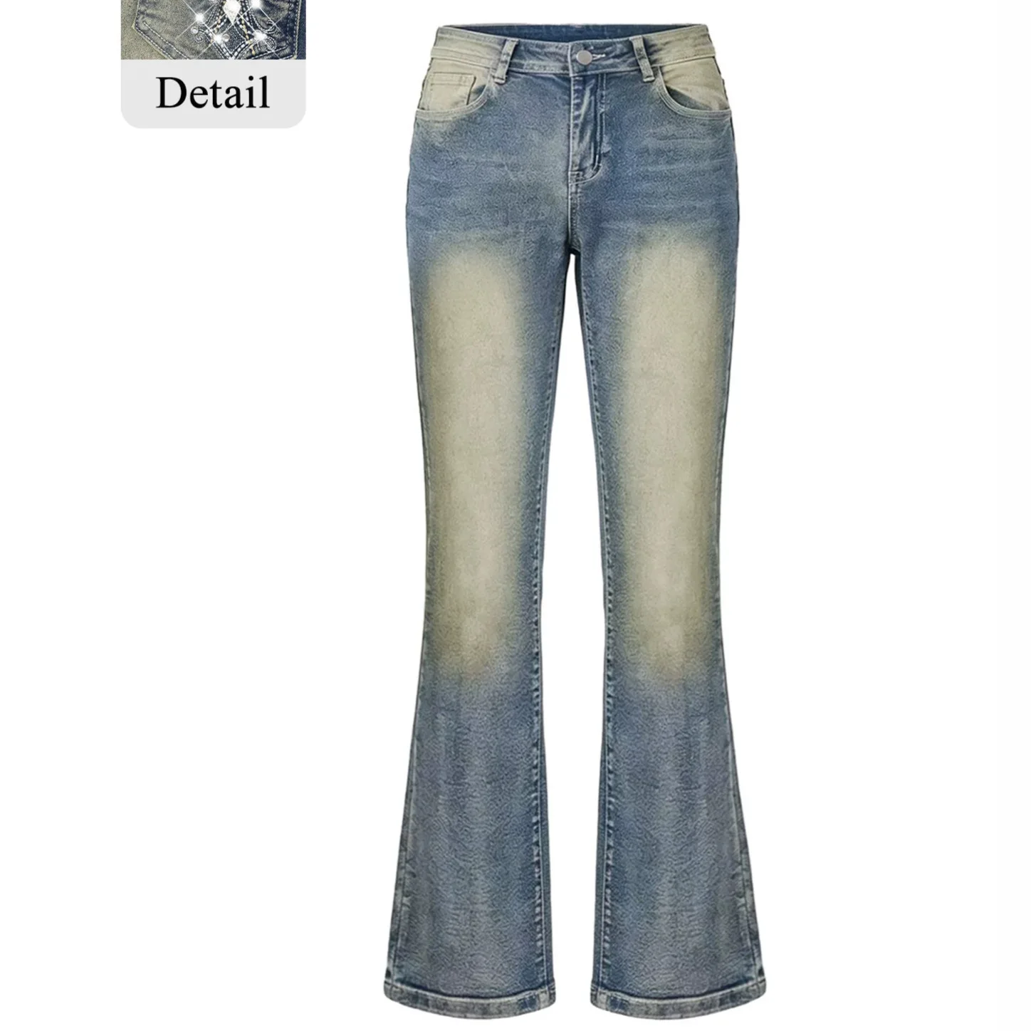Elegant Embroidered Hot Diamond Jeans American Retro Blue Cool Girls Flare Pants Versatile High Waist Denim Pants Trendy Y2k