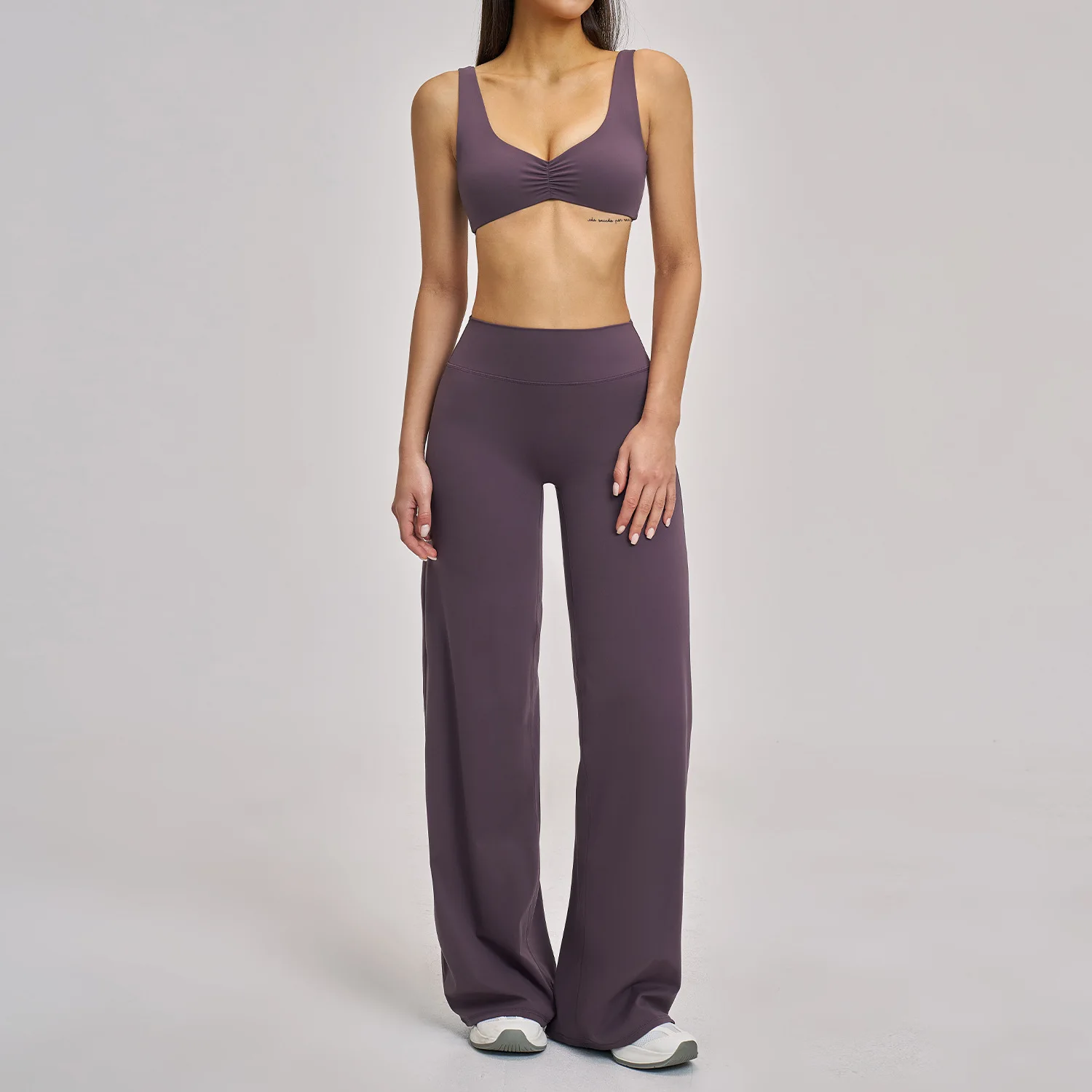 

Женский спортивный комплект SOISOU: леггинсы с широкими штанинами, топ на бретелях, спортивный костюм с V-образным вырезом, 5 цветов