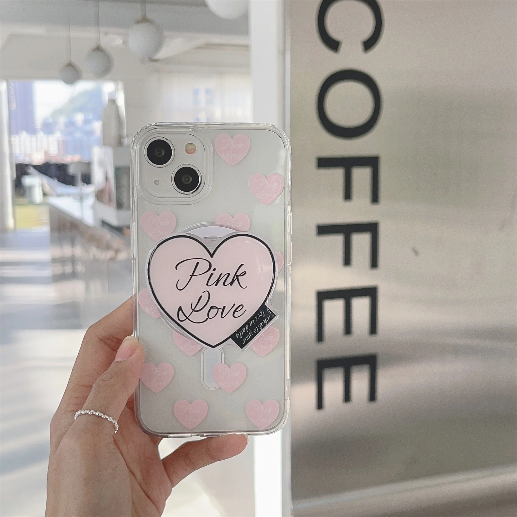 

Ins Korean Simple Luxury Magnetic Attraction Full Screen Heart Bracket Case for iPhone 11 12 13 14 Pro Max Shockproof Back Cover