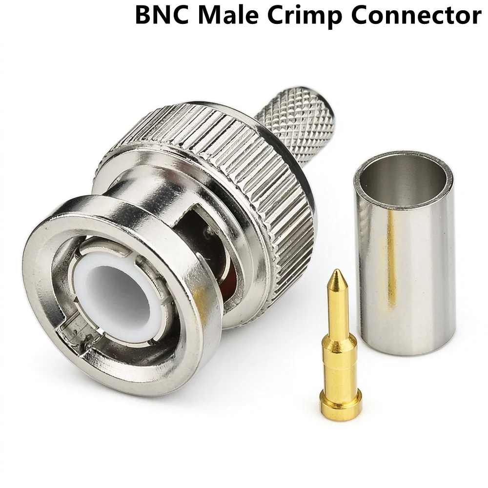 BNC Male Crimp Connector, BNC Q9 Male Plug Crimp Connector for RG8X LMR240 4D-FB RG8 Mini Coax Cable
