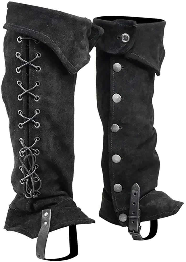 Armure de jambe punk gothique médiévale pour hommes et femmes, Viking Kokor Knight, étui à bottes bandage, couvre-chaussures cosplay, protège-pieds rétro